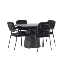 Rundt Spisebordssæt Lanzo med stole Yesterday - Sort