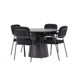Rundt Spisebordssæt Lanzo med stole Yesterday - Sort