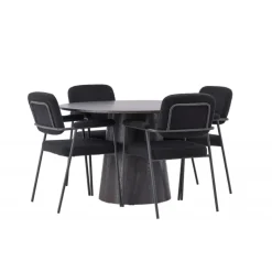 Rundt Spisebordssæt Lanzo med stole Yesterday - Sort