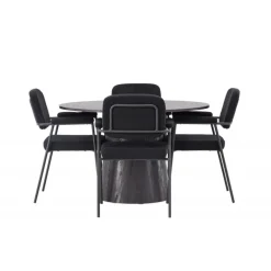 Rundt Spisebordssæt Lanzo med stole Yesterday - Sort
