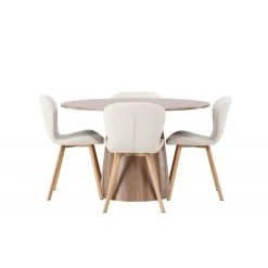 Rundt Spisebordssæt Lanzo med stole Lilja