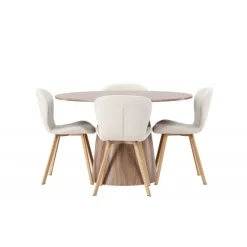 Rundt Spisebordssæt Lanzo med stole Lilja