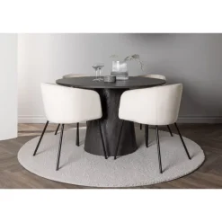 Rundt Spisebordssæt Lanzo med stole Berit - Beige og Sort
