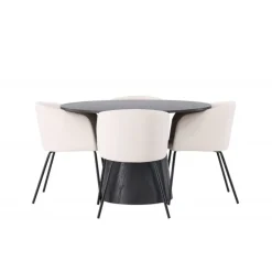 Rundt Spisebordssæt Lanzo med stole Berit - Beige og Sort