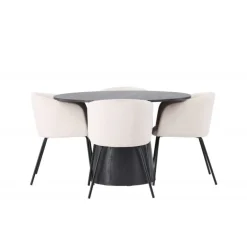Rundt Spisebordssæt Lanzo med stole Berit - Beige og Sort