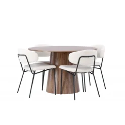 Rundt Spisebordssæt Lanzo med stole Chico