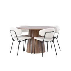 Rundt Spisebordssæt Lanzo med stole Chico