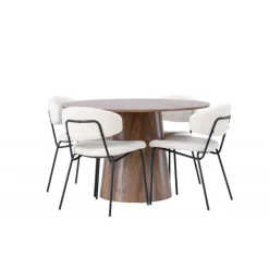 Rundt Spisebordssæt Lanzo med stole Chico