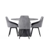 Rundt Spisebordssæt Lanzo med stole Rosie - Sort og Grå