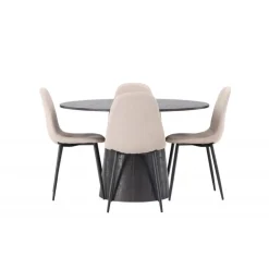 Rundt Spisebordssæt Lanzo med Polar stole - Beige og Sort