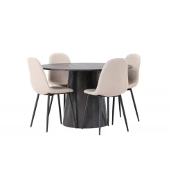 Rundt Spisebordssæt Lanzo med Polar stole - Beige og Sort