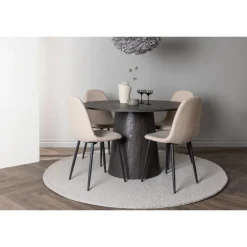 Rundt Spisebordssæt Lanzo med Polar stole - Beige og Sort