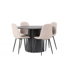 Rundt Spisebordssæt Lanzo med Polar stole - Beige og Sort