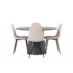 Rundt Spisebordssæt Lanzo med Polar stole - Beige og Sort