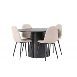 Rundt Spisebordssæt Lanzo med Polar stole - Beige og Sort