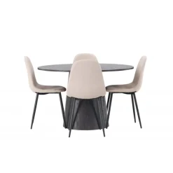 Rundt Spisebordssæt Lanzo med Polar stole - Beige og Sort