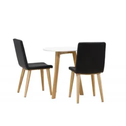 Rundt Spisebordssæt Leonora med stole Today - Sort og Hvid