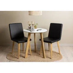 Rundt Spisebordssæt Leonora med stole Today - Sort og Hvid