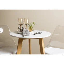 Rundt Spisebordssæt Leonora med stolene Edvin - Transparent og Hvid
