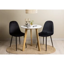Rundt Spisebordssæt Leonora med stole Polar - Sort og Hvid