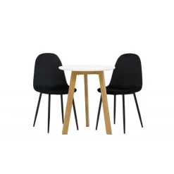 Rundt Spisebordssæt Leonora med stole Polar - Sort og Hvid