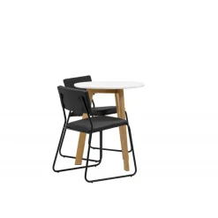 Rundt Spisebordssæt Leonora med stole Kenth - Sort og Hvid