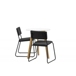 Rundt Spisebordssæt Leonora med stole Kenth - Sort og Hvid