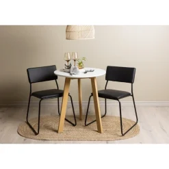 Rundt Spisebordssæt Leonora med stole Kenth - Sort og Hvid