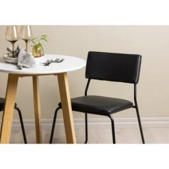 Rundt Spisebordssæt Leonora med stole Kenth - Sort og Hvid