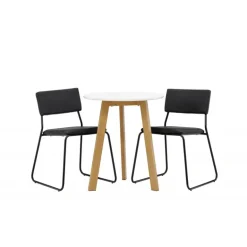 Rundt Spisebordssæt Leonora med stole Kenth - Sort og Hvid