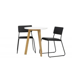 Rundt Spisebordssæt Leonora med stole Kenth - Sort og Hvid