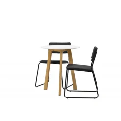 Rundt Spisebordssæt Leonora med stole Kenth - Sort og Hvid