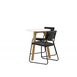 Rundt Spisebordssæt Leonora med stole Kenth - Sort og Hvid