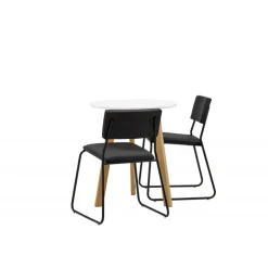 Rundt Spisebordssæt Leonora med stole Kenth - Sort og Hvid