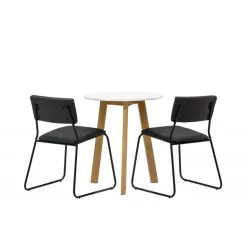Rundt Spisebordssæt Leonora med stole Kenth - Sort og Hvid
