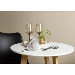 Rundt Spisebordssæt Leonora med stole Zeno - Sort og Hvid