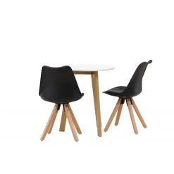 Rundt Spisebordssæt Leonora med stole Zeno - Sort og Hvid