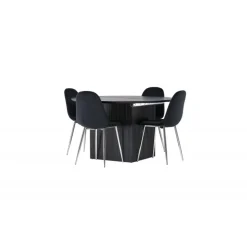 Rundt Spisebordssæt Matilda med stole Polar - Sort