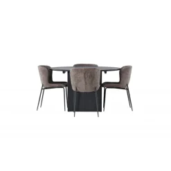 Rundt Spisebordssæt Matilda med stole Modesto - Sort og Mørkegrå