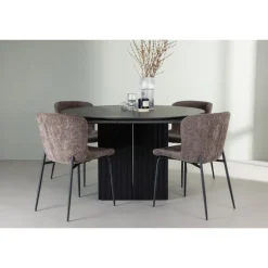 Rundt Spisebordssæt Matilda med stole Modesto - Sort og Mørkegrå