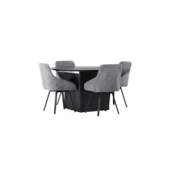 Rundt Spisebordssæt Matilda med stole Rosie - Sort og Grå