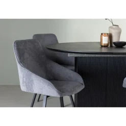 Rundt Spisebordssæt Matilda med stole Rosie - Sort og Grå