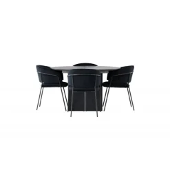 Rundt Spisebordssæt Matilda med stole Selma - Sort