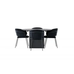 Rundt Spisebordssæt Matilda med stole Selma - Sort