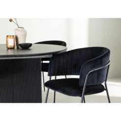 Rundt Spisebordssæt Matilda med stole Selma - Sort