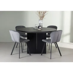 Rundt Spisebordssæt Matilda med stole Lilja - Sort og Grå