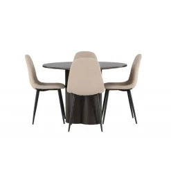 Rundt Spisebordssæt Olivia med stolene Polar - Beige og Mocca