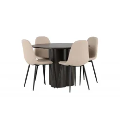 Rundt Spisebordssæt Olivia med stolene Polar - Beige og Mocca