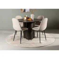 Rundt Spisebordssæt Olivia med stolene Polar - Beige og Mocca