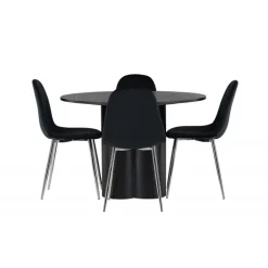 Rundt Spisebordssæt Olivia med stole Polar - Sort